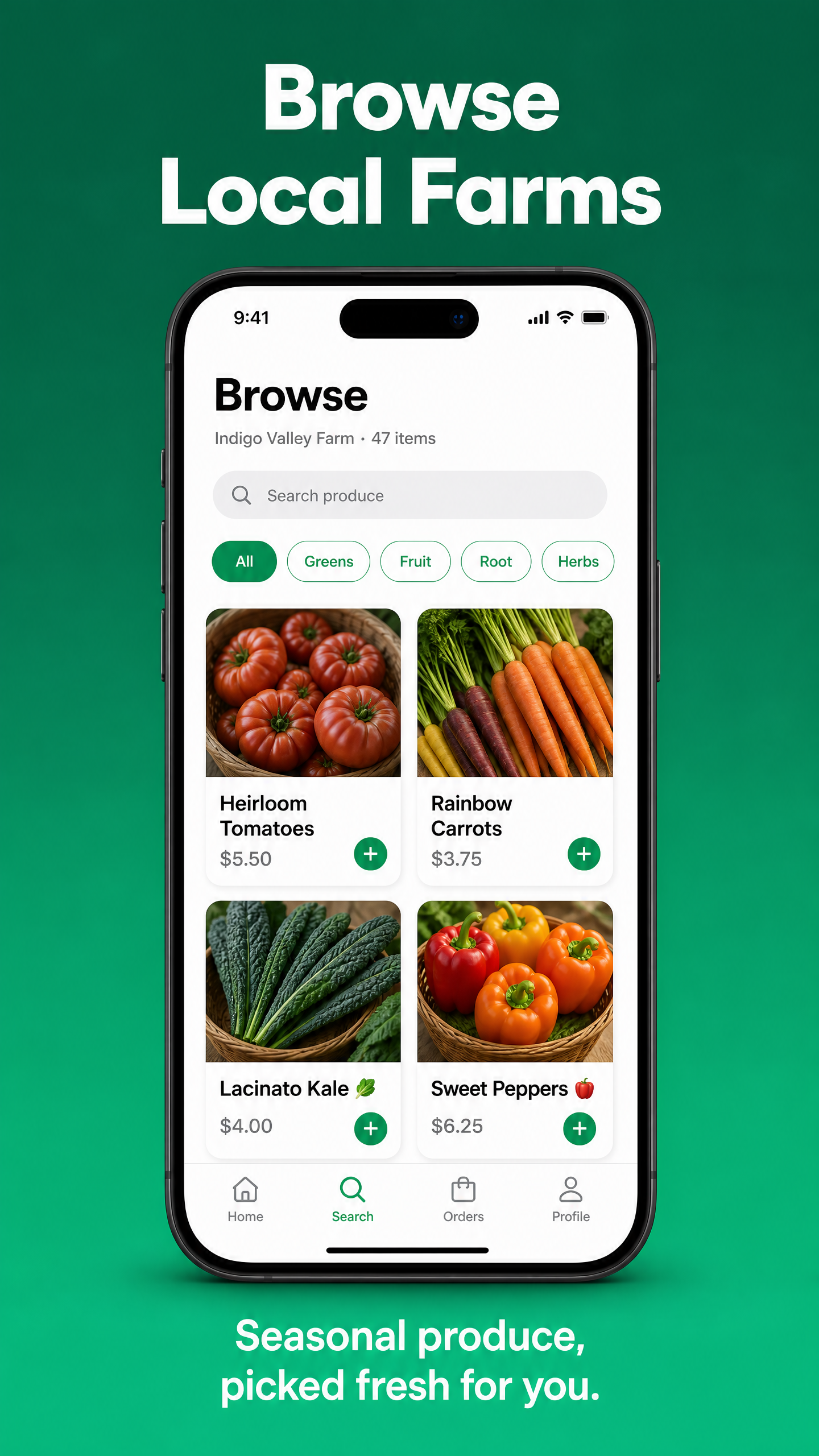 vegi app browse screen