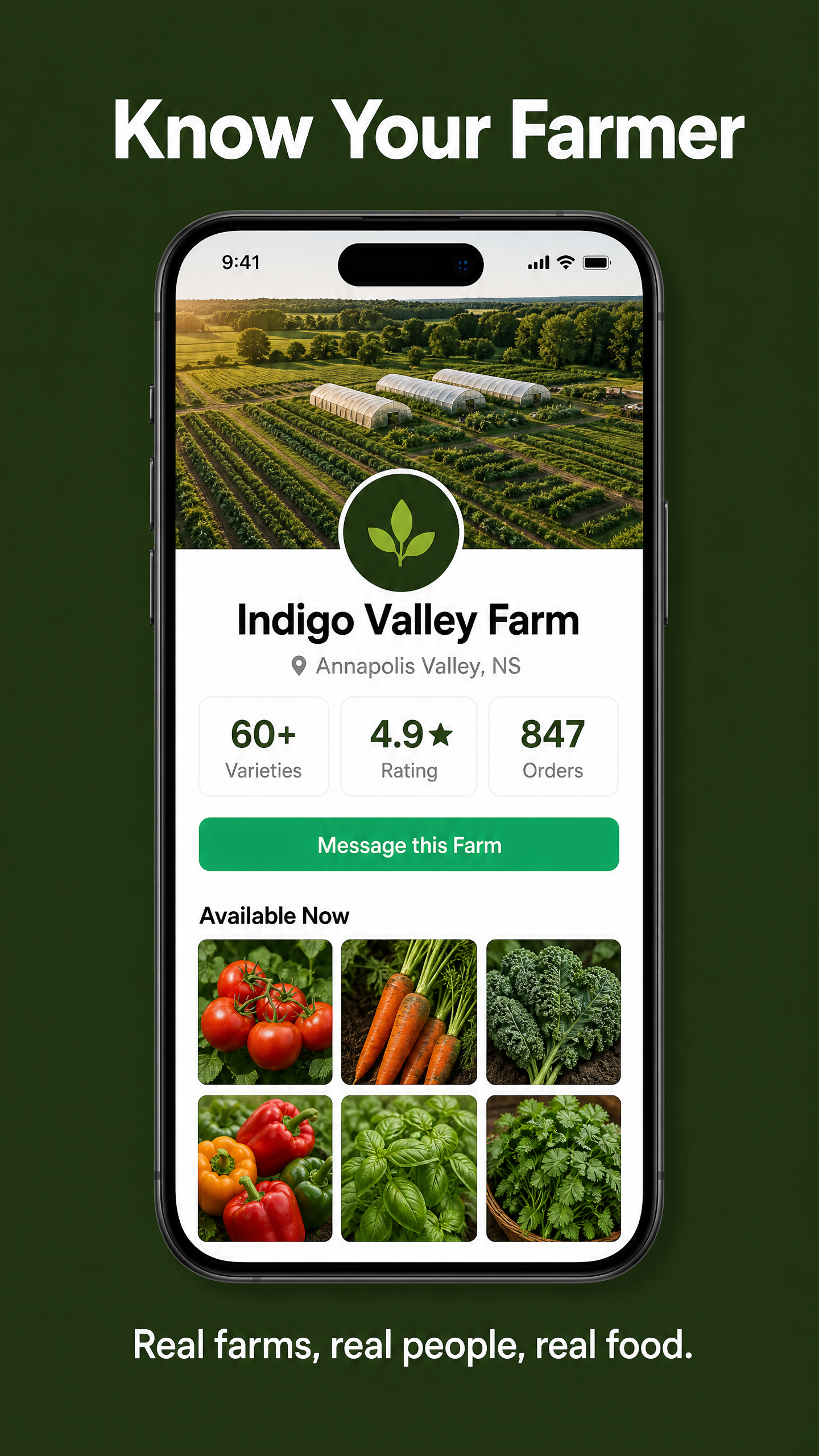 Farm profile screen